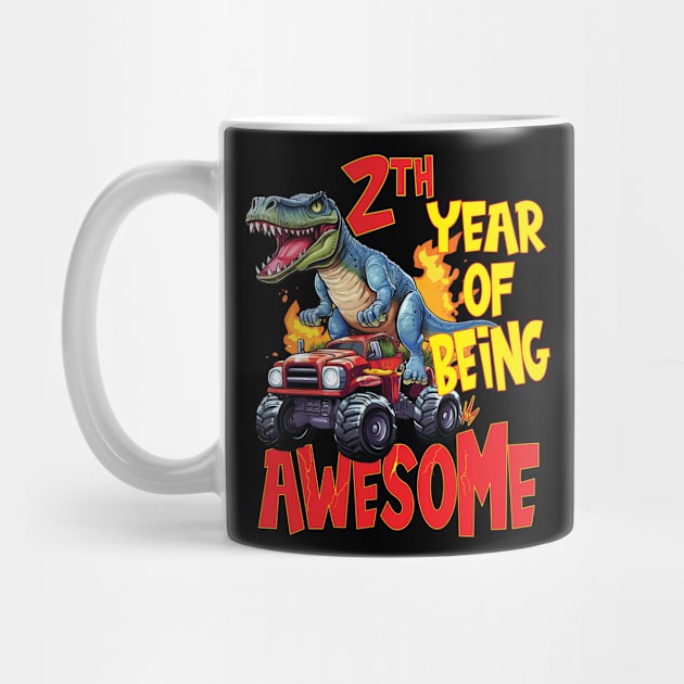 2nd Year of Being Awesome 2yr Birthday Truck Dinosaur Boy Girl 2 Years Old by Envision Styles